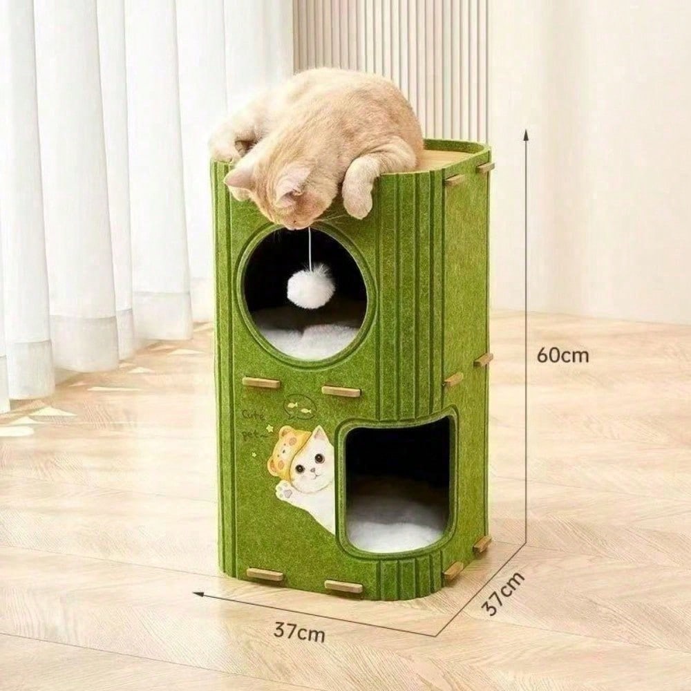Arbre à chat feutre multi-niveaux — tour griffoir avec cachettes