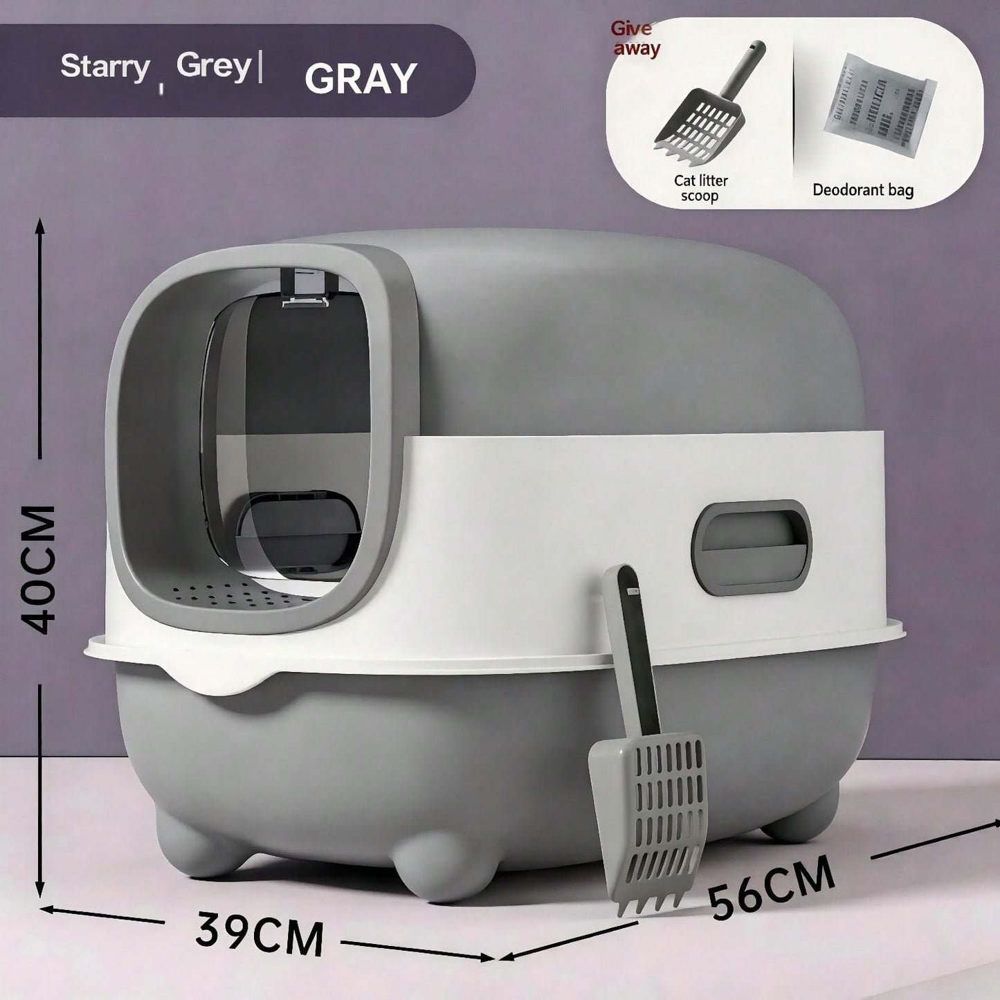 Bandeja cerrada con esterilización UV — 56 cm, control de olores