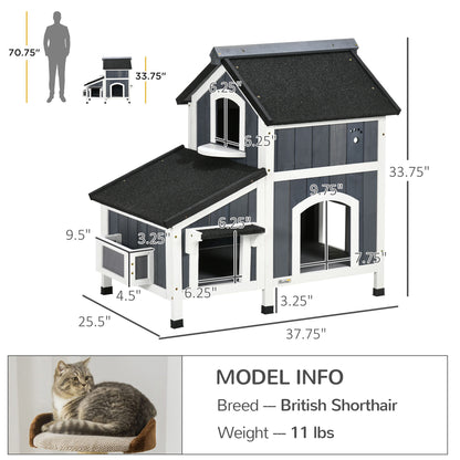 Casa de jardín para gato — resistente a la intemperie, gris