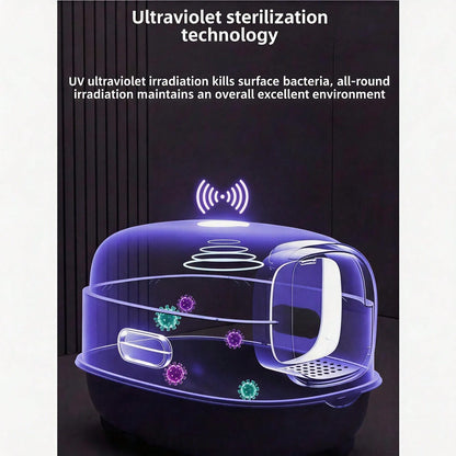 Bandeja cerrada con esterilización UV — 56 cm, control de olores