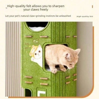 Arbre à chat feutre multi-niveaux — tour griffoir avec cachettes
