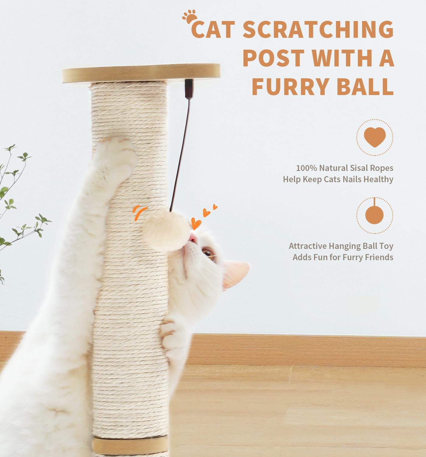 Rascador sisal 2 niveles para gato — torre interactiva