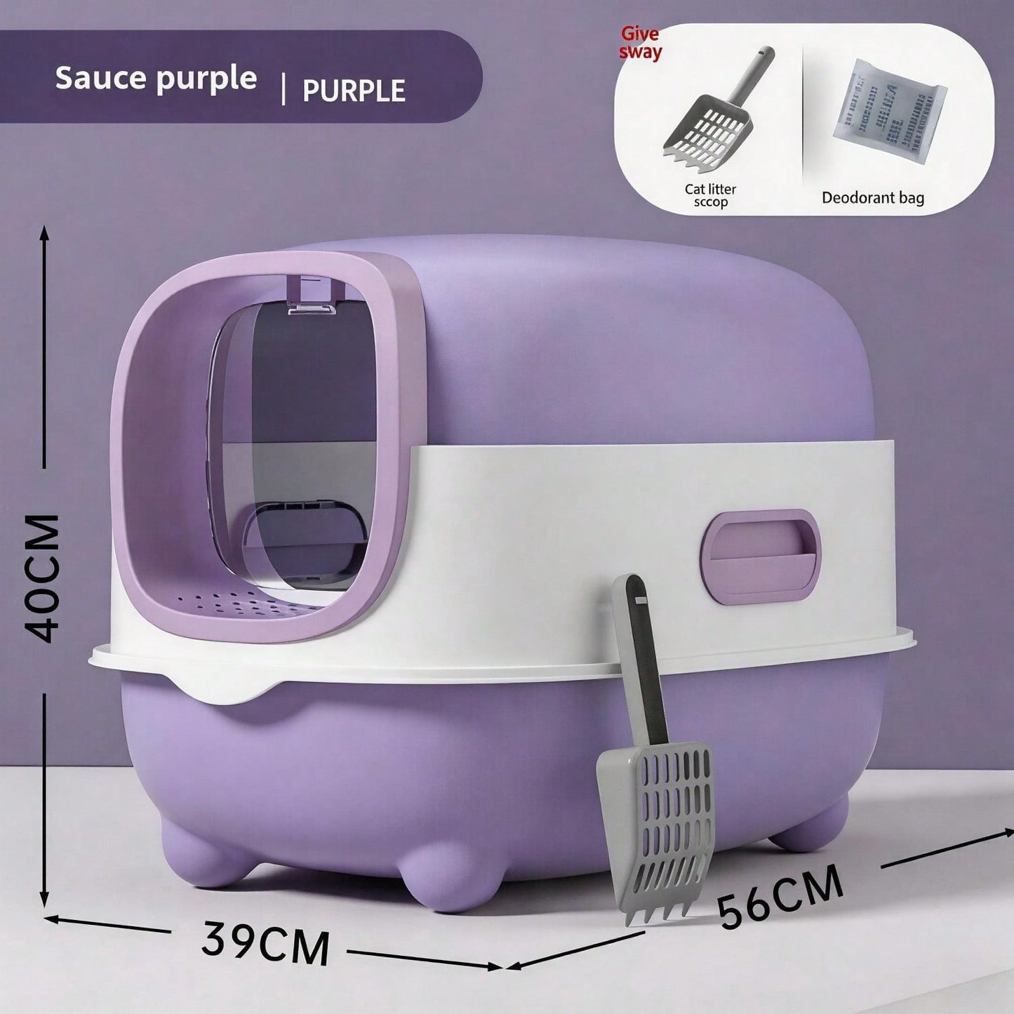Bandeja cerrada con esterilización UV — 56 cm, control de olores