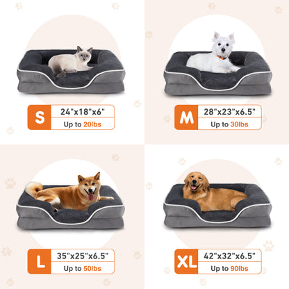 Lit en mousse à mémoire pour chien et chat — housse lavable, base antidérapante