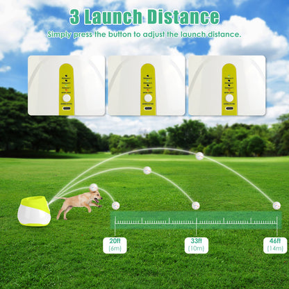 Automatic Dog Ball Launcher – 3 Distance Settings, Rechargeable, 6 Balls Included