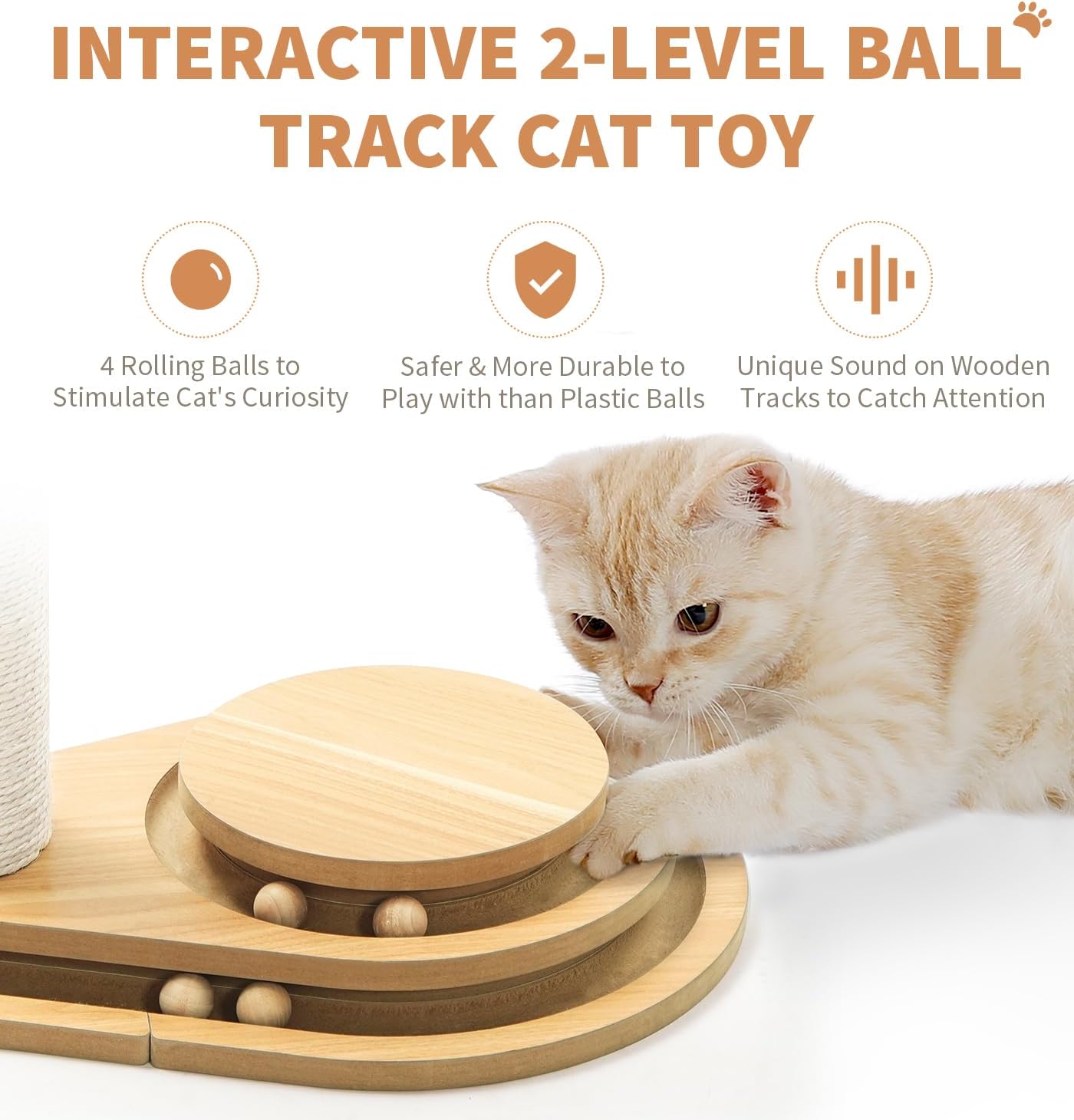 Rascador sisal 2 niveles para gato — torre interactiva