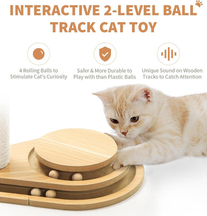 Rascador sisal 2 niveles para gato — torre interactiva