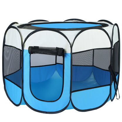 Parque plegable para mascotas — resistente al agua, interior/exterior, rosa o azul