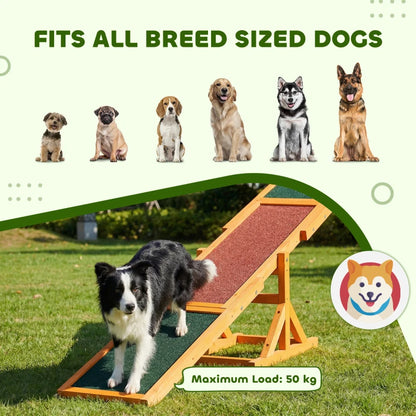 Balancín de madera para perro — agility exterior, resistente intemperie