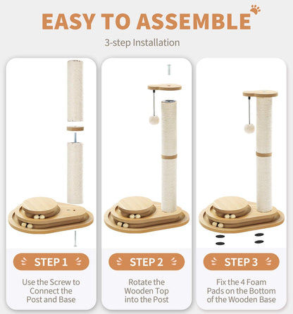 Rascador sisal 2 niveles para gato — torre interactiva