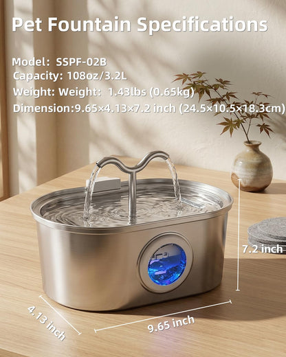 Fontaine à eau inox 3,2 L para gato y perro