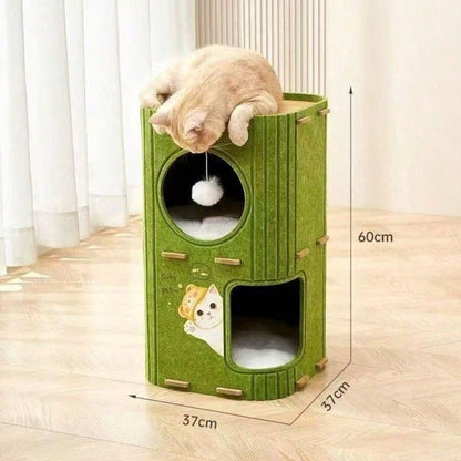 Arbre à chat feutre multi-niveaux — tour griffoir avec cachettes