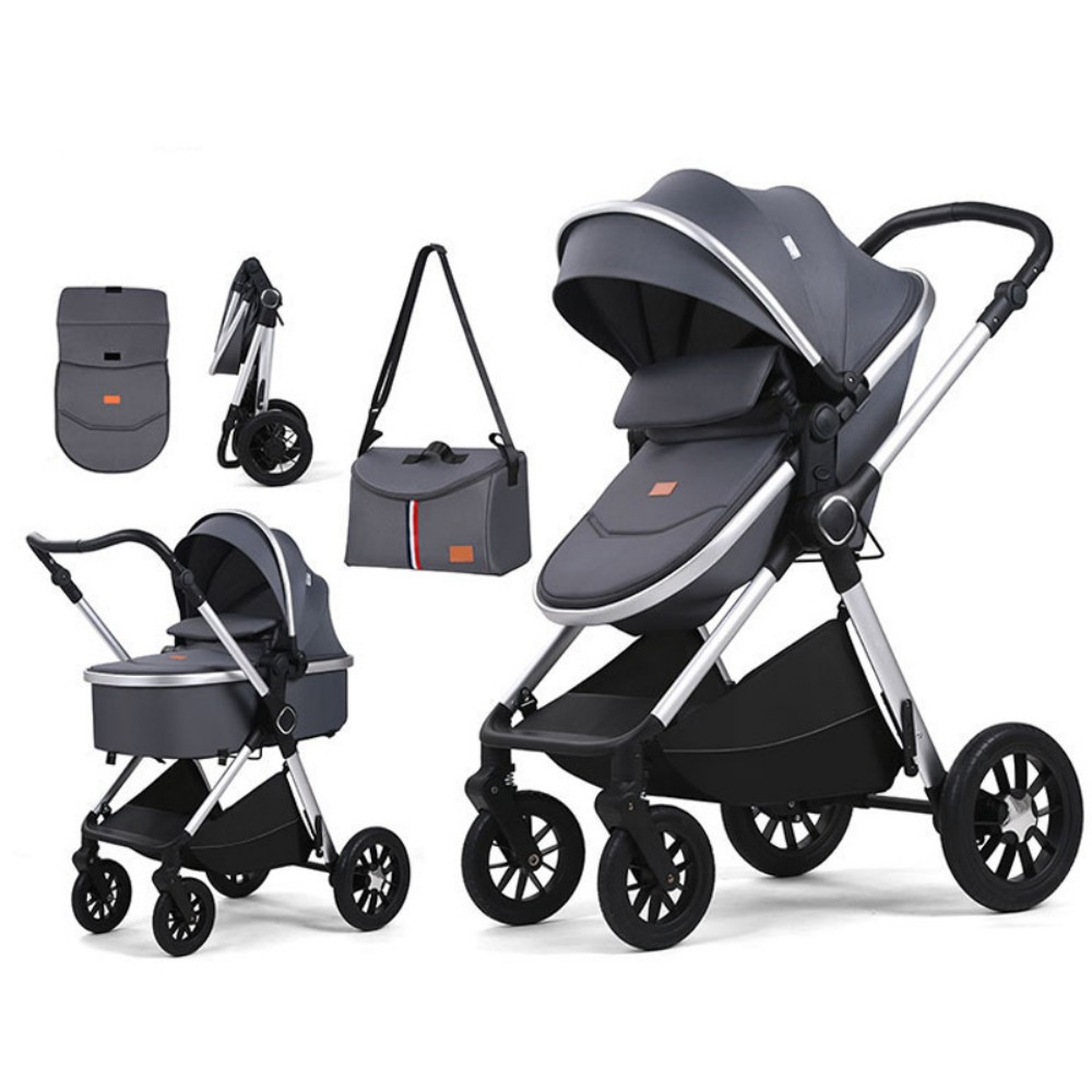 Cochecito plegable 3 en 1 para perro y gato — con cesta