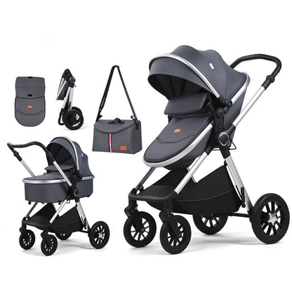 Cochecito plegable 3 en 1 para perro y gato — con cesta