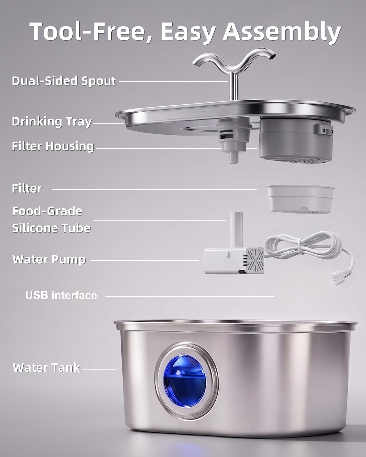 Fontaine à eau inox 3,2 L para gato y perro