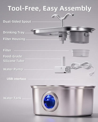Fontaine à eau inox 3,2 L para gato y perro