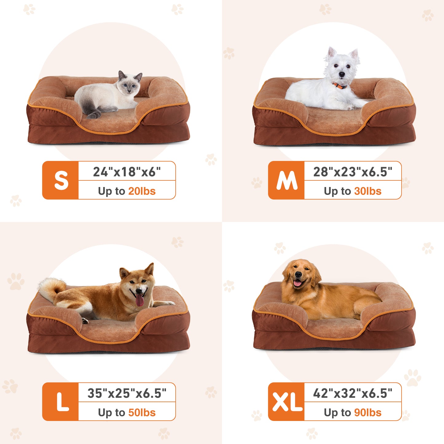 Lit en mousse à mémoire pour chien et chat — housse lavable, base antidérapante