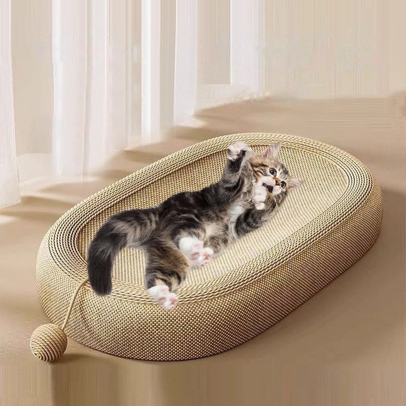 Oval Cat Scratcher Bowl Bed — 3-in-1 Activity Center