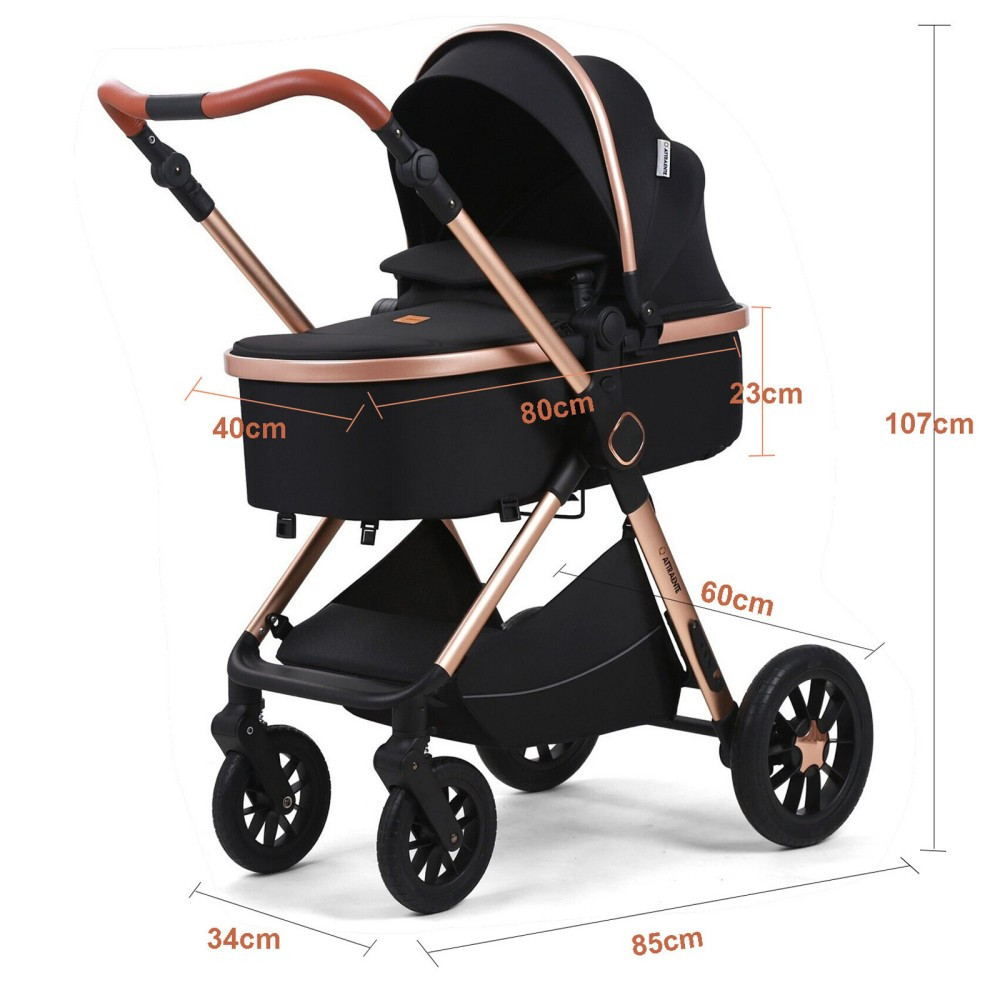 Cochecito plegable 3 en 1 para perro y gato — con cesta