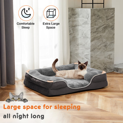 Lit en mousse à mémoire pour chien et chat — housse lavable, base antidérapante