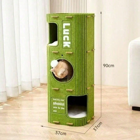 Árbol para gatos de fieltro multinivel — torre rascadora con escondites