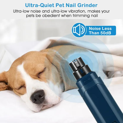 Lima eléctrica de uñas para perro — recargable USB, silenciosa, 2 velocidades