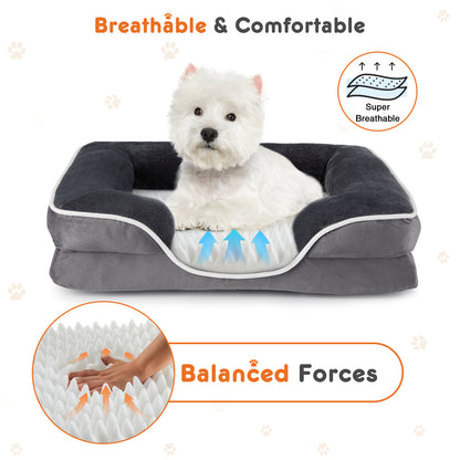 Lit en mousse à mémoire pour chien et chat — housse lavable, base antidérapante