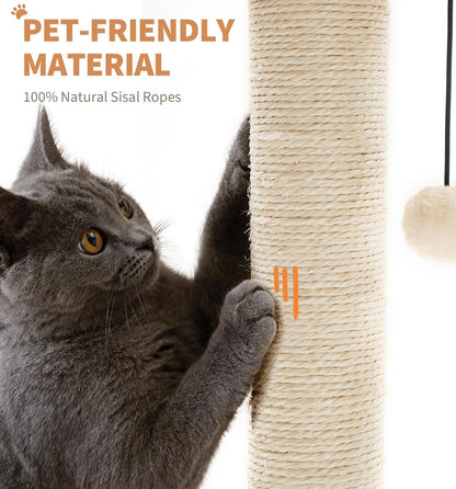 Rascador sisal 2 niveles para gato — torre interactiva