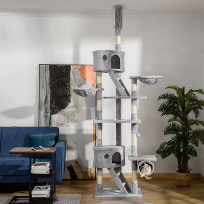 Adjustable Floor-to-Ceiling Cat Tree 240-260 cm — Condos, Hammocks and Scratching Posts