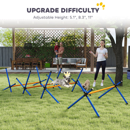 4 Pieces Dog Agility Equipment, Dog Agility Course Backyard Set with Adjustable Height Jump Bars and Carry Bag