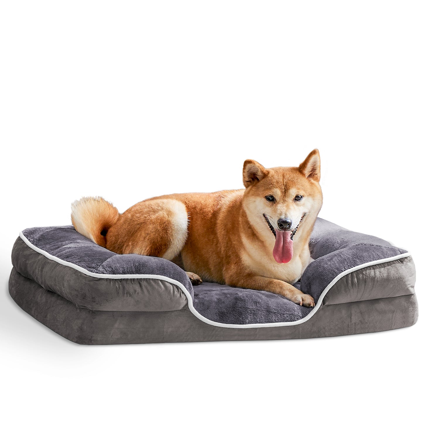 Lit en mousse à mémoire pour chien et chat — housse lavable, base antidérapante
