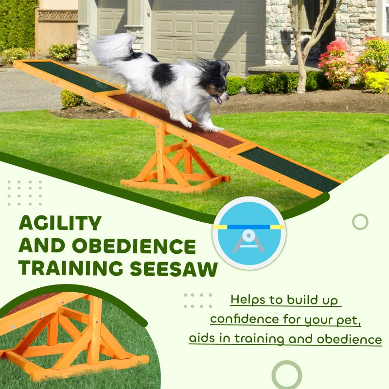 Balancín de madera para perro — agility exterior, resistente intemperie