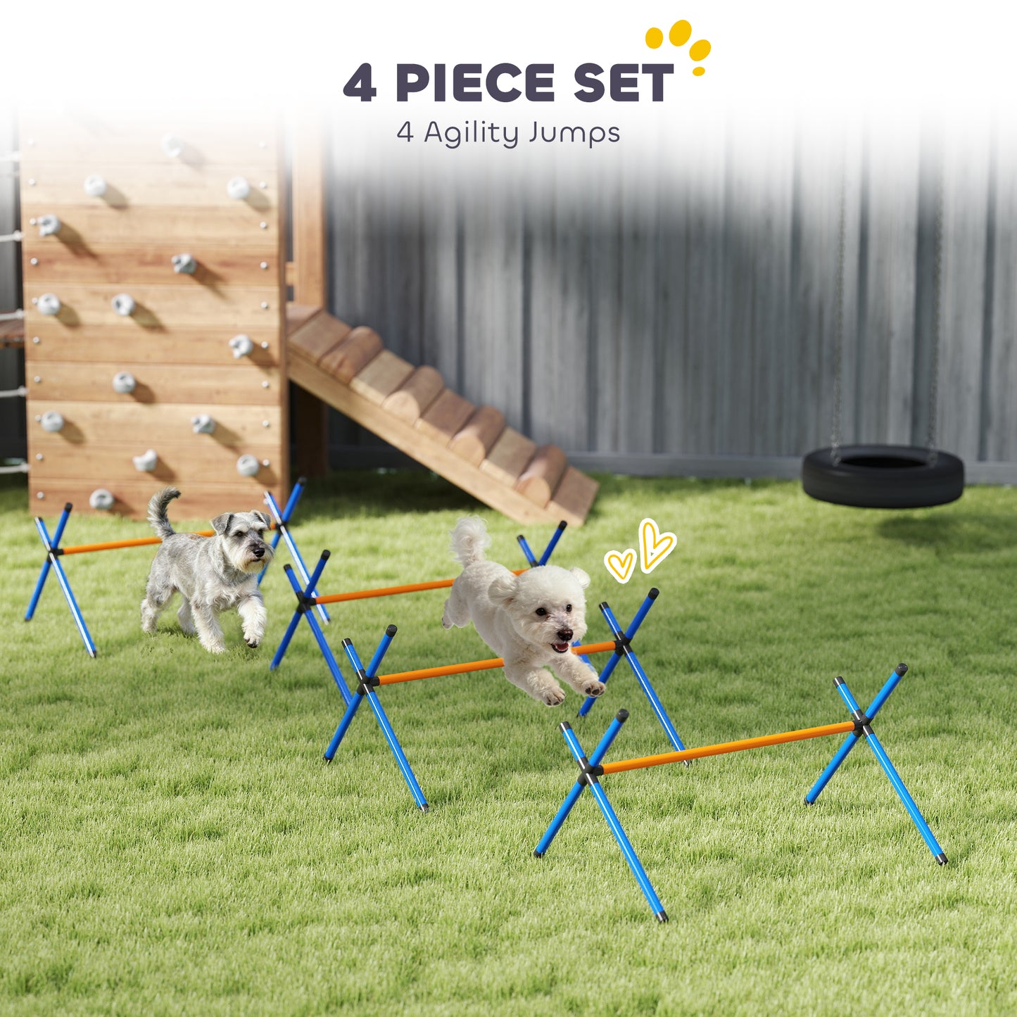 4 Pieces Dog Agility Equipment, Dog Agility Course Backyard Set with Adjustable Height Jump Bars and Carry Bag