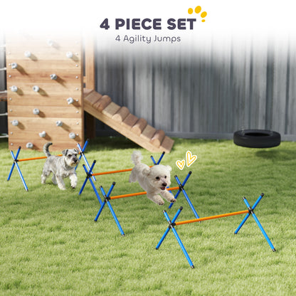 4 Pieces Dog Agility Equipment, Dog Agility Course Backyard Set with Adjustable Height Jump Bars and Carry Bag