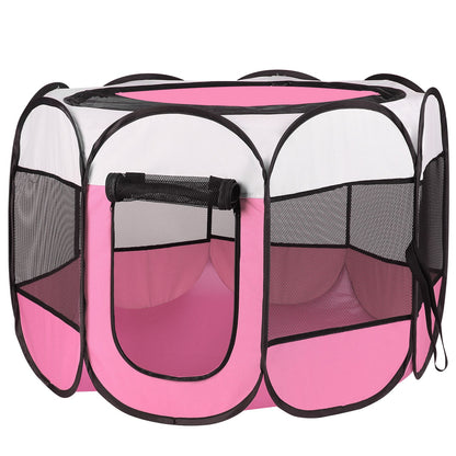Parque plegable para mascotas — resistente al agua, interior/exterior, rosa o azul