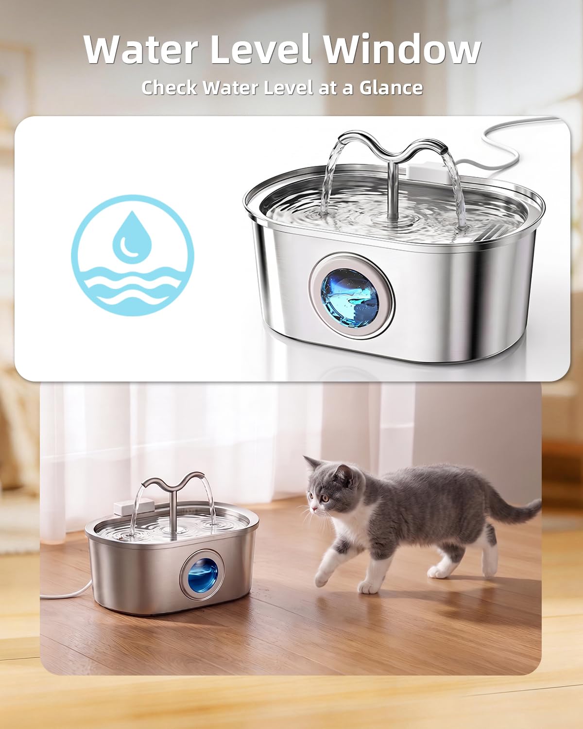 Fontaine à eau inox 3,2 L para gato y perro