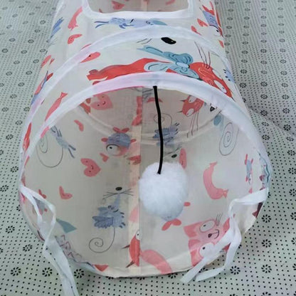 Cat Play Tunnel — Foldable 3-Way Interactive Tube with Mouse Toy