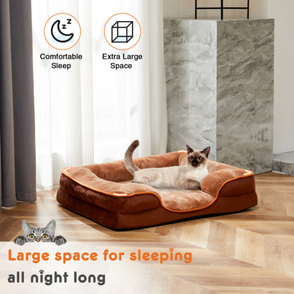 Lit en mousse à mémoire pour chien et chat — housse lavable, base antidérapante