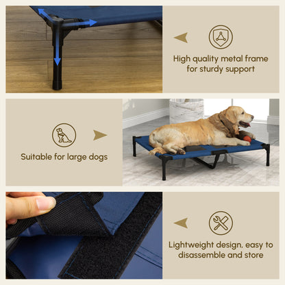 Cama elevada refrescante para perro — 91×76cm, malla ventilada, azul