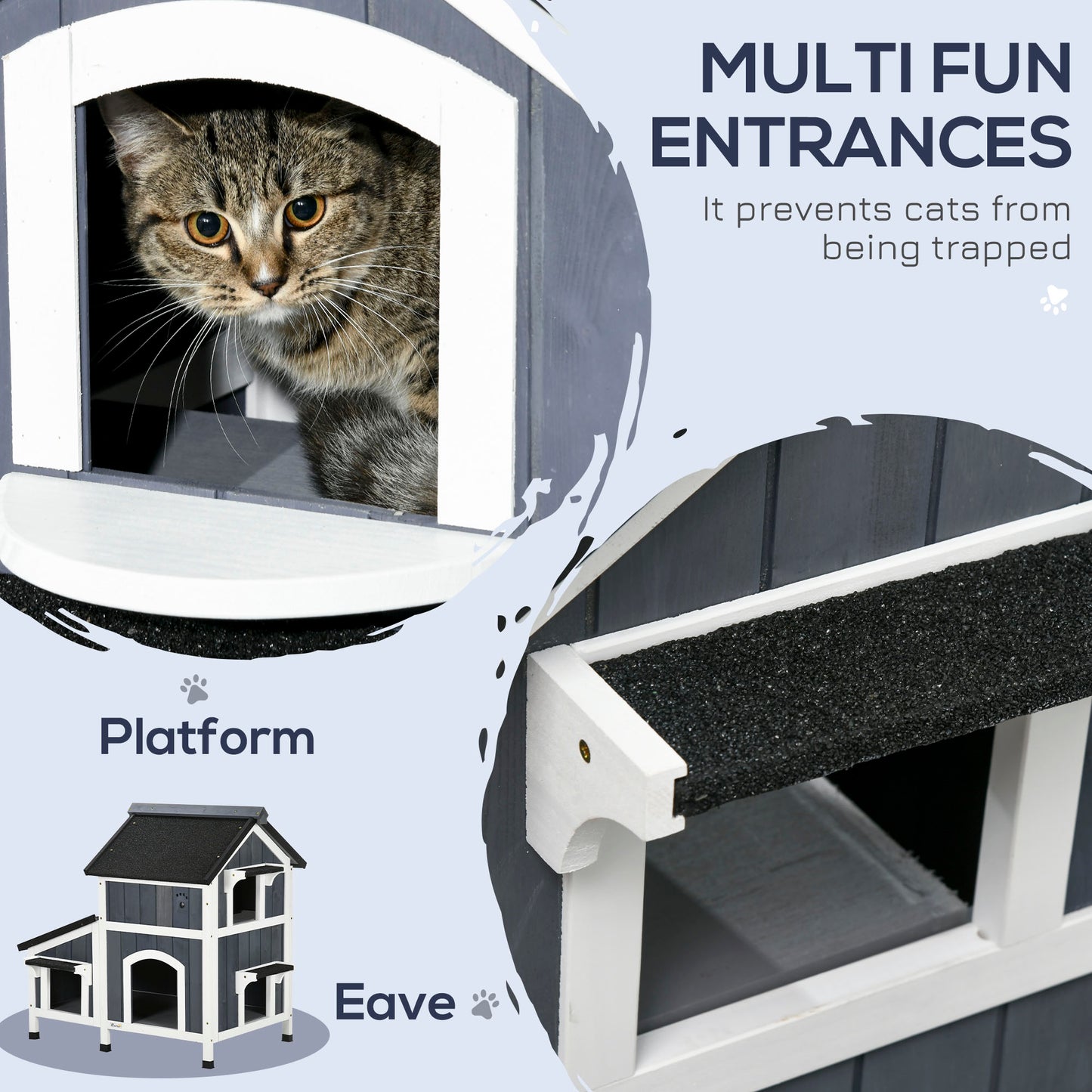 Casa de jardín para gato — resistente a la intemperie, gris