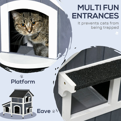 Casa de jardín para gato — resistente a la intemperie, gris