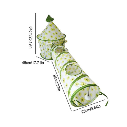 Cat Play Tunnel — Foldable 3-Way Interactive Tube with Mouse Toy