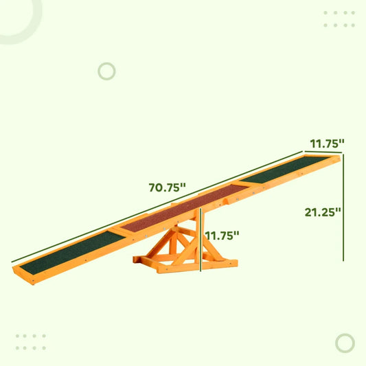 Balancín de madera para perro — agility exterior, resistente intemperie