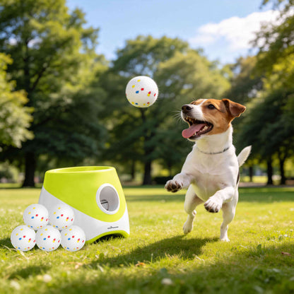 Automatic Dog Ball Launcher – 3 Distance Settings, Rechargeable, 6 Balls Included