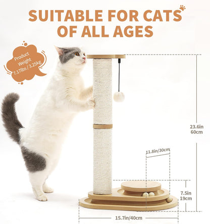 Rascador sisal 2 niveles para gato — torre interactiva