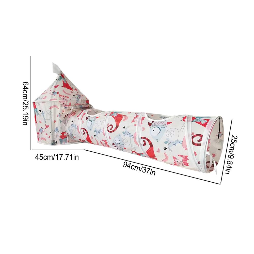 Cat Play Tunnel — Foldable 3-Way Interactive Tube with Mouse Toy
