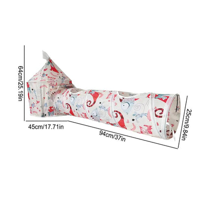 Cat Play Tunnel — Foldable 3-Way Interactive Tube with Mouse Toy