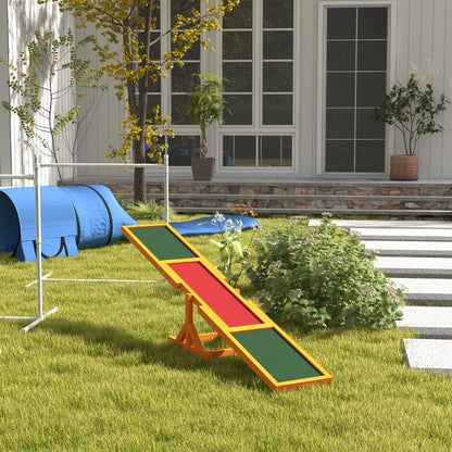 Balancín de madera para perro — agility exterior, resistente intemperie