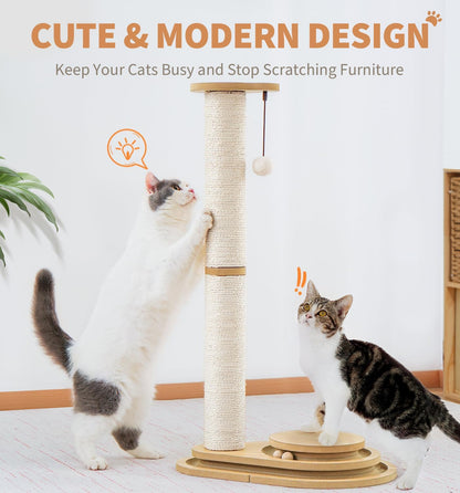 Rascador sisal 2 niveles para gato — torre interactiva